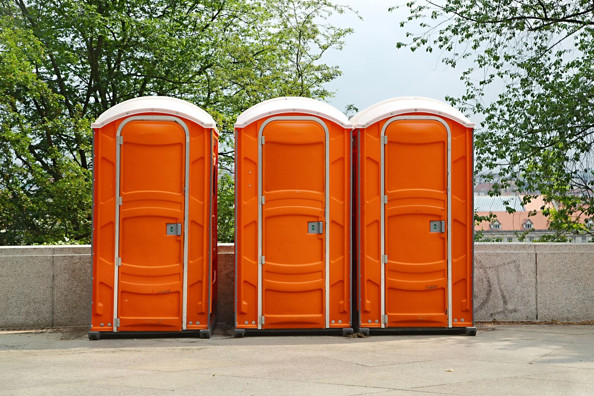 Clean portable restroom ready for rental